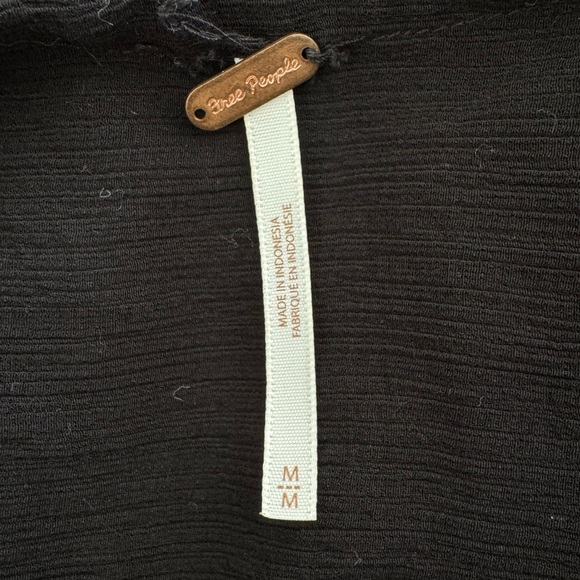 Free People Oversized Black Peasant Top Size M Medium Boho Long Sleeve High Low - Picture 4 of 6